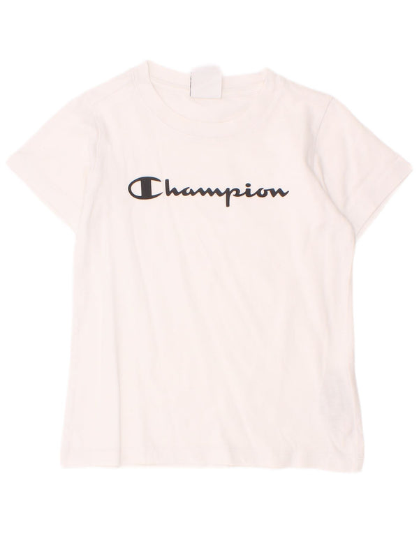 Camiseta gráfica Champion Boys Top 7-8 anos pequeno algodão branco