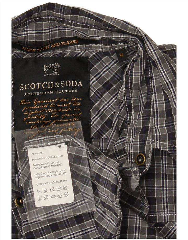 Camisa masculina SCOTCH & SODA algodão xadrez cinza médio