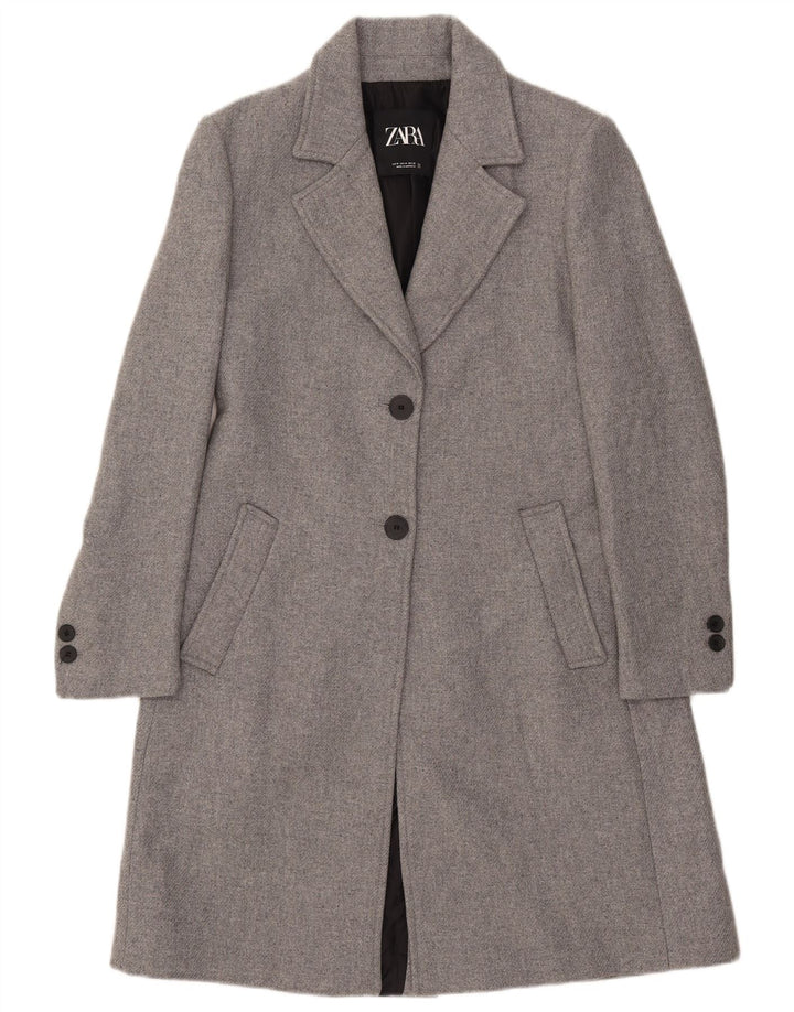 Sobretudo feminino Zara UK 12 lã cinza médio