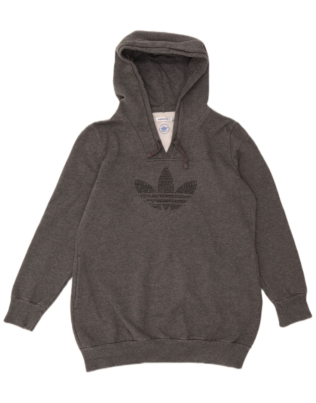 Jumper com capuz gráfico feminino Adidas UK 16 grande cinza poliéster