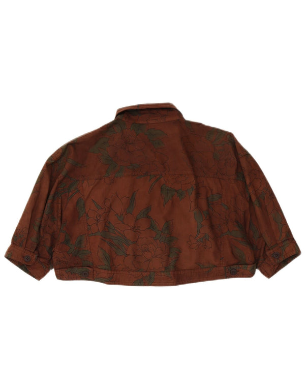 Jaqueta Bolero Feminina Vintage Solta Fit Reino Unido 14 Médio Marrom Floral