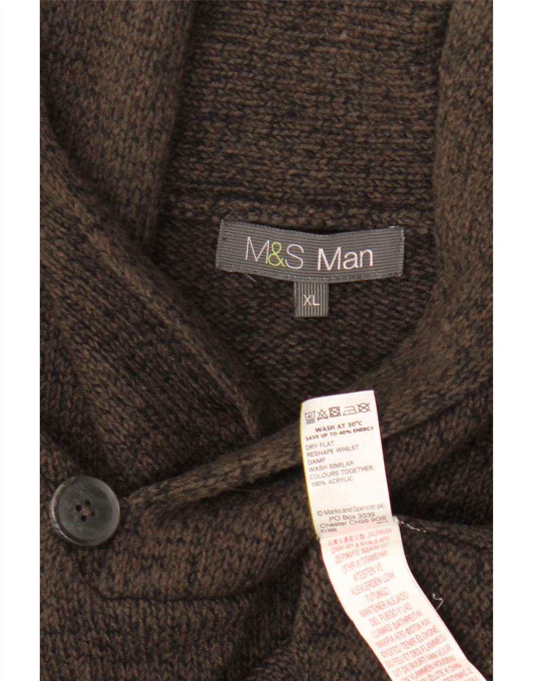Suéter masculino Marks & Spencer com gola xale XL cinza acrílico