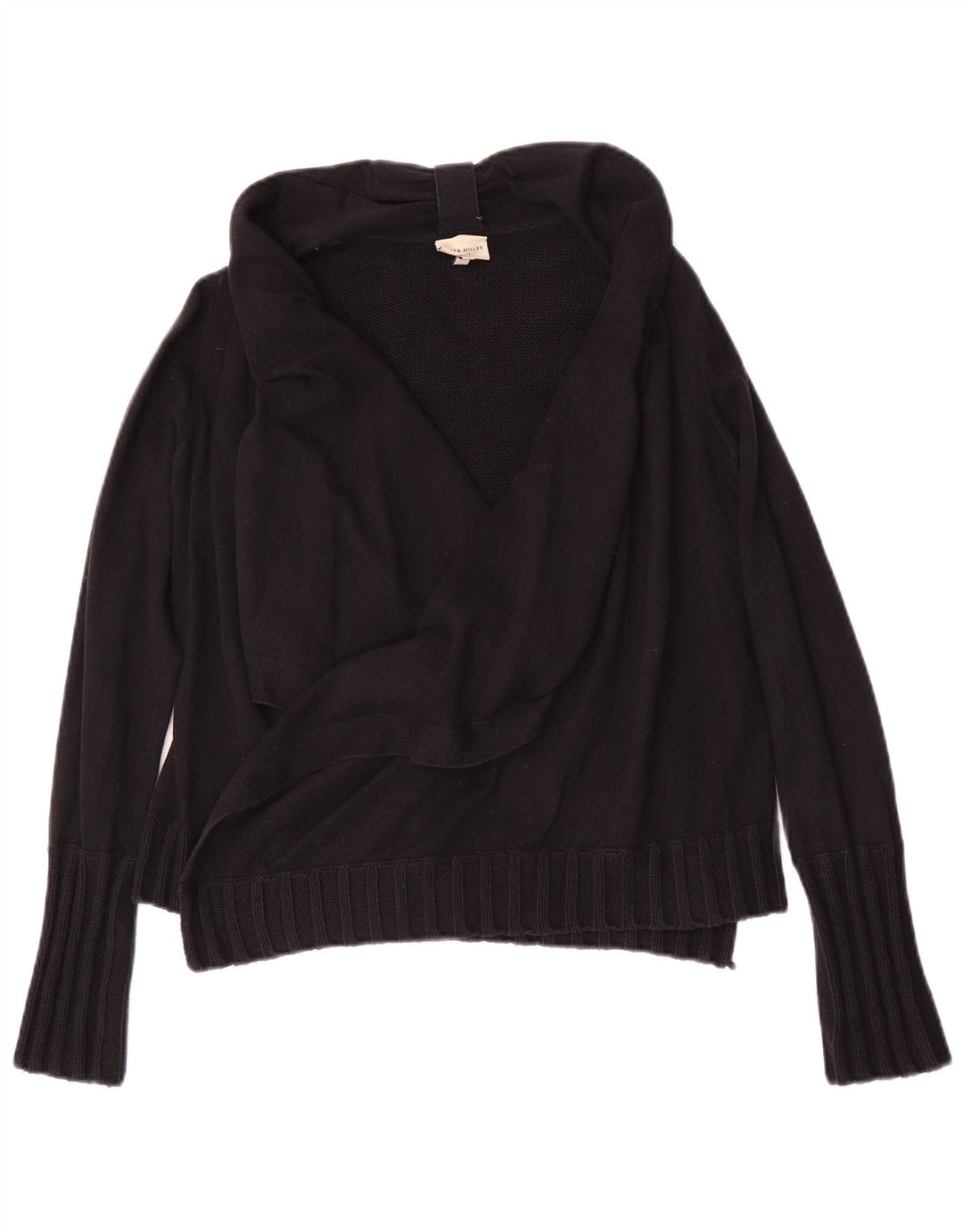 Suéter cardigã feminino aberto KAREN MILLEN UK 2 2XS algodão preto