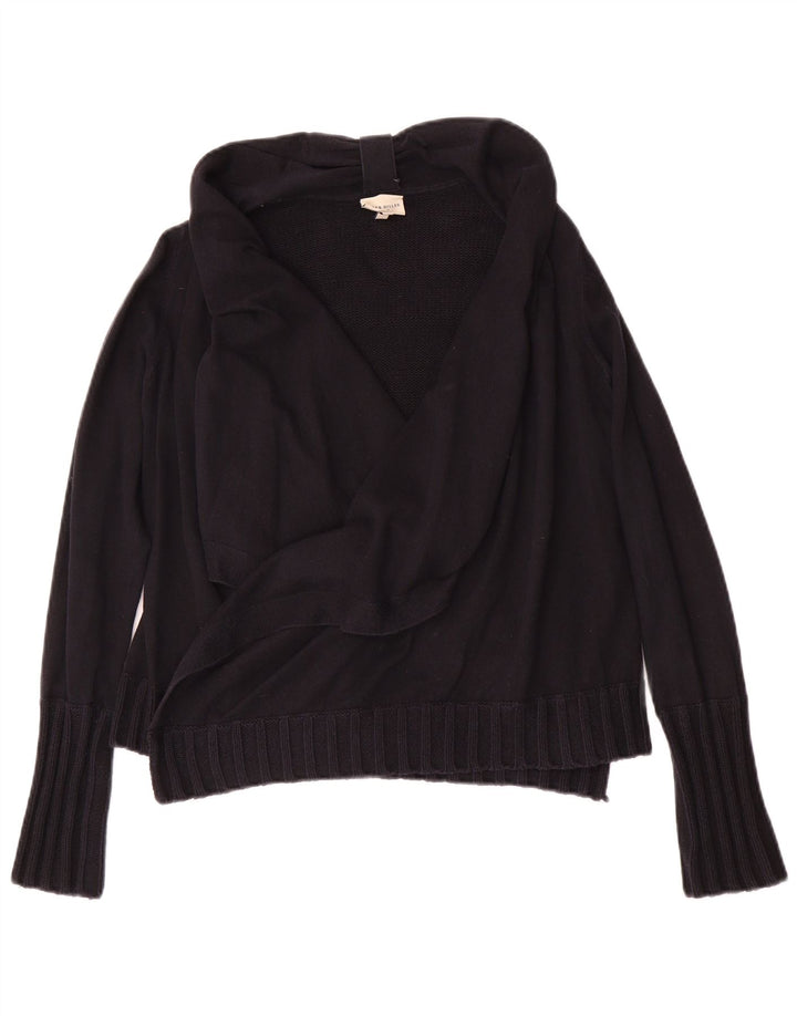 Suéter cardigã feminino aberto KAREN MILLEN UK 2 2XS algodão preto