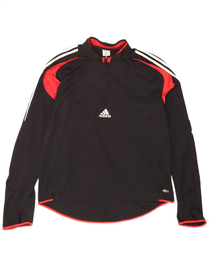 Adidas Mens Climacool Zip Neck Pullover Treino Top XL Preto Colourblock