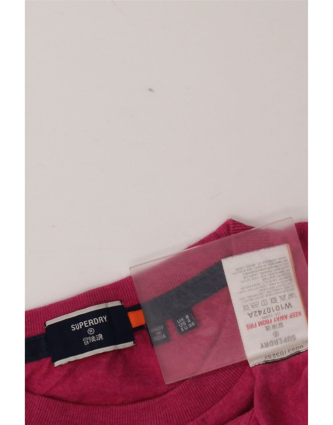 Superdry Camiseta Feminina Oversized Top UK 8 Pequeno Algodão Rosa