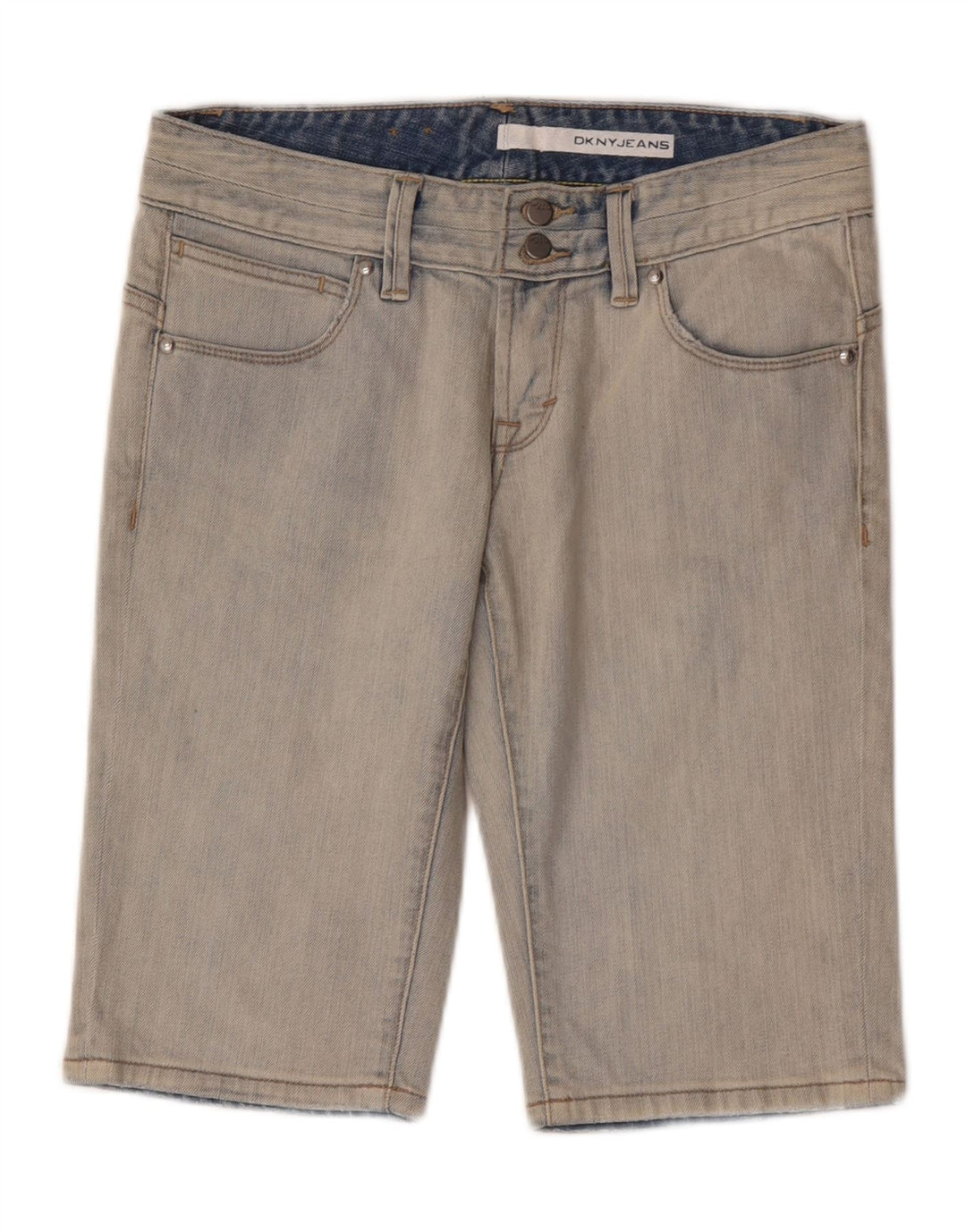 Shorts jeans feminino Dkny EUA 6 médio W32 algodão azul