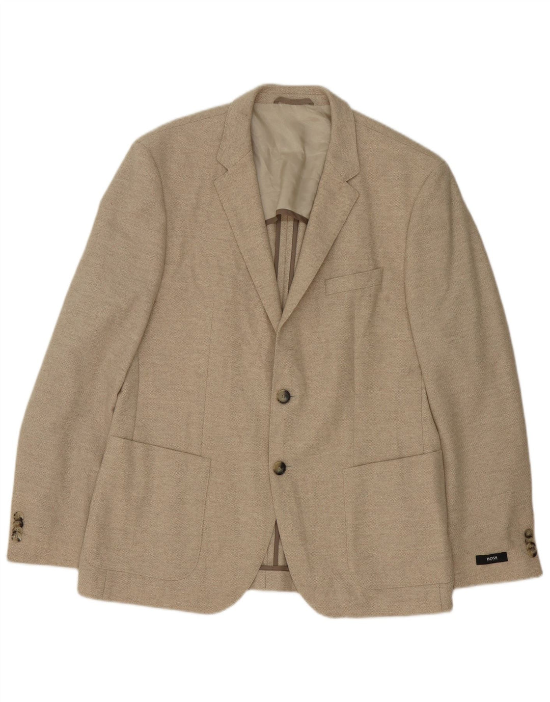 Jaqueta Blazer Masculina Hugo Boss com 2 Botões EU 52 XL Lã Virgem Bege