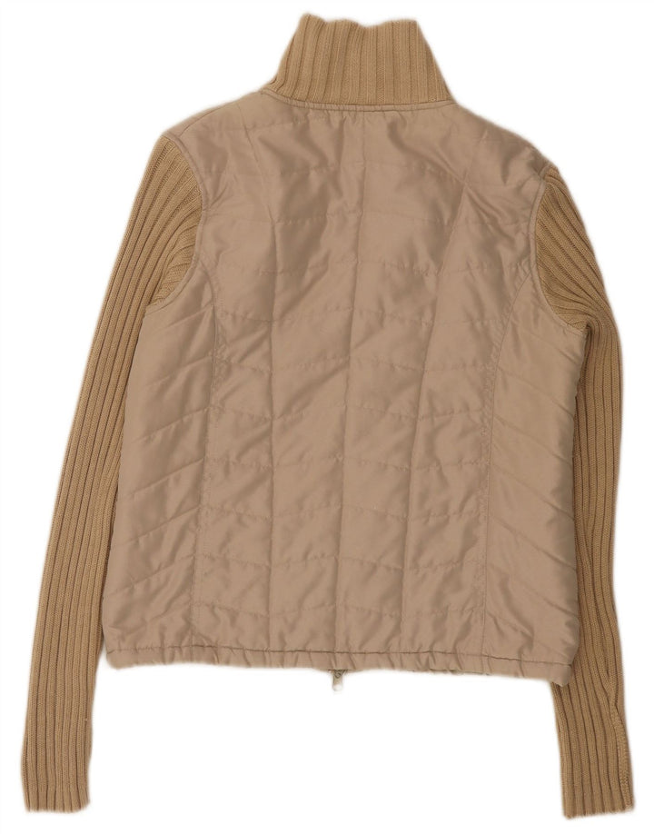 Jaqueta bomber feminina vintage EU 36 poliéster bege pequeno