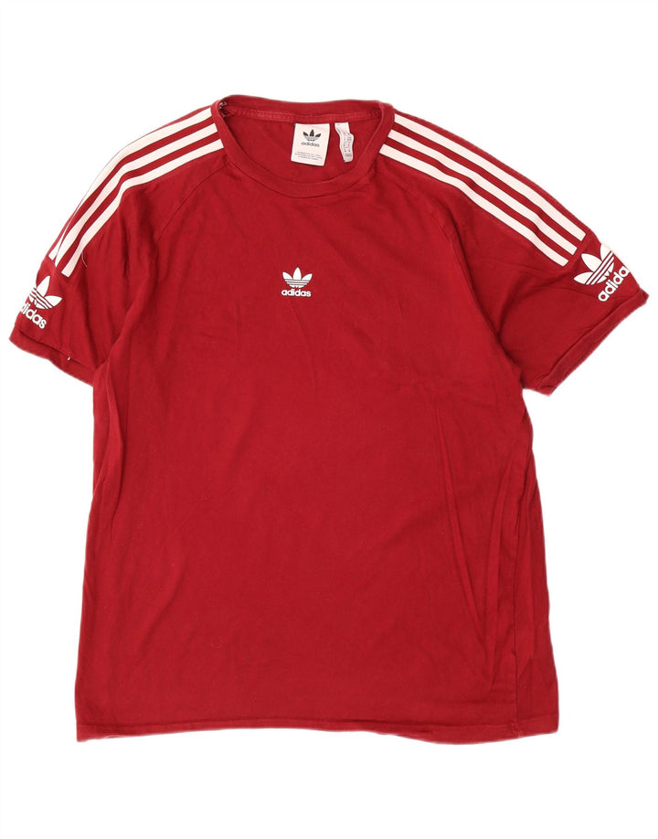 Adidas Mens Graphic T-Shirt Top Médio Algodão Borgonha