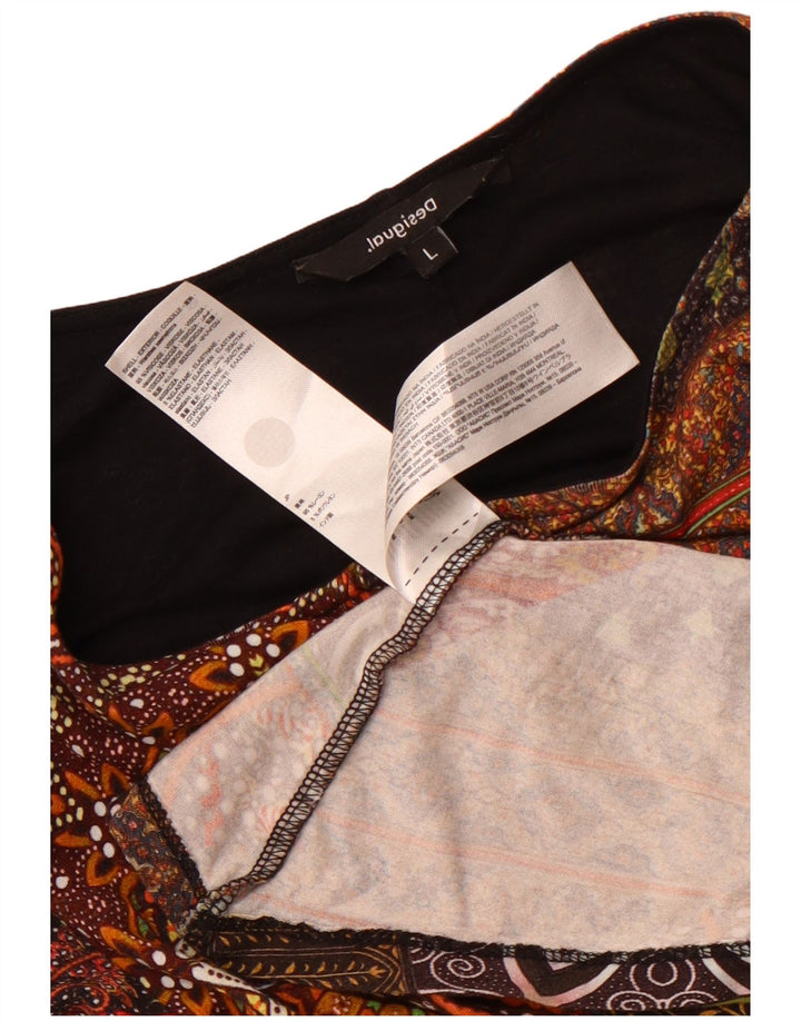 Vestido maxi feminino Desigual manga 3/4 Reino Unido 14 grande viscose multicolorida