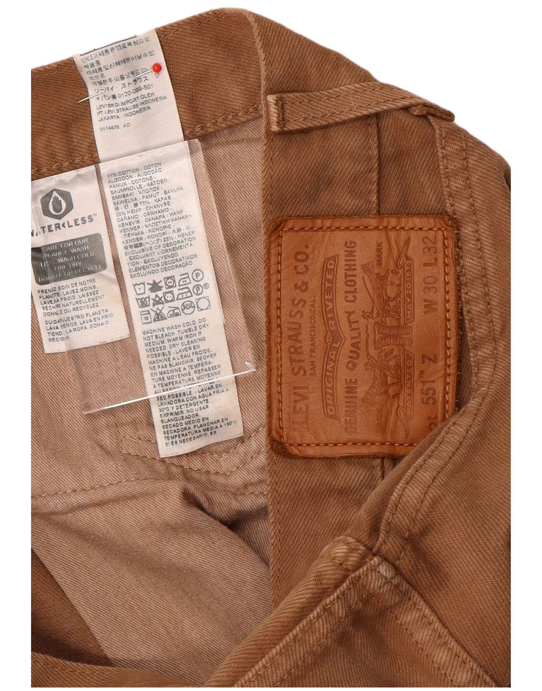 Levi's Masculino 551 Straight Jeans W30 L32 Marrom Algodão