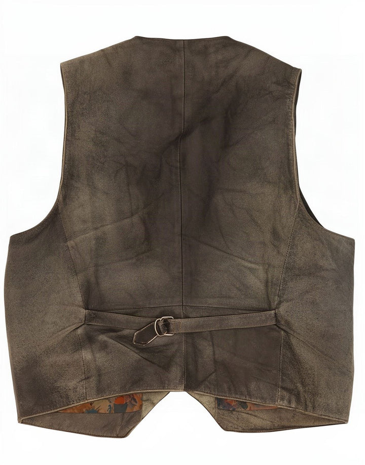 Colete de couro masculino vintage EU 52 grande preto