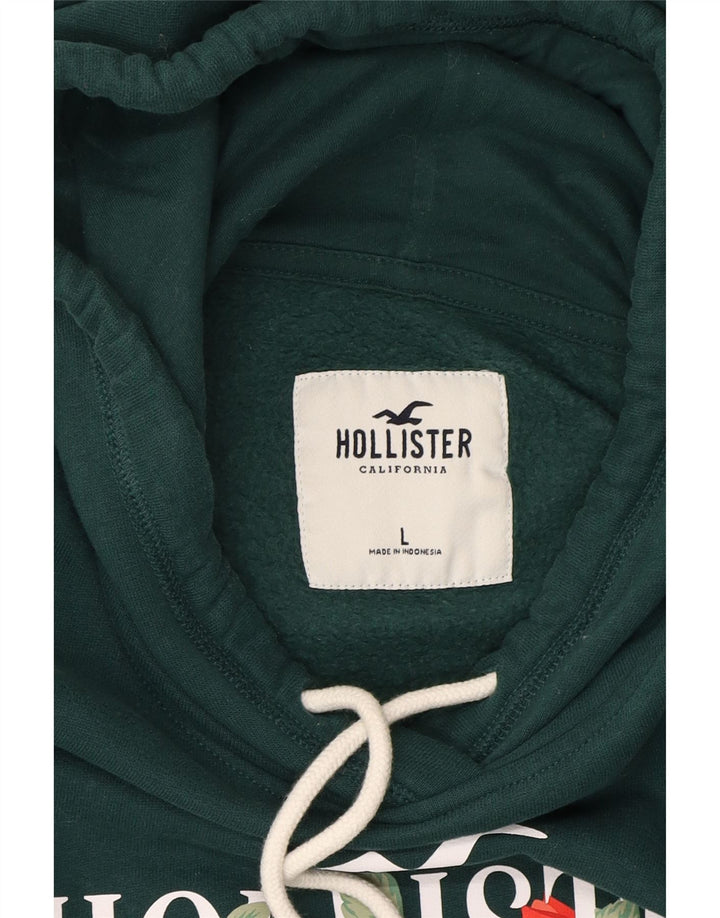 HOLLISTER Mens Graphic Hoodie Jumper Large Green Cotton Vintage Hollister and Second-Hand Hollister from Messina Hembry 