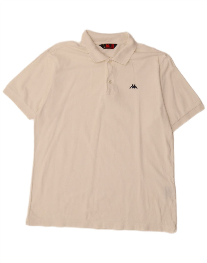 Camisa polo masculina KAPPA de algodão branco médio