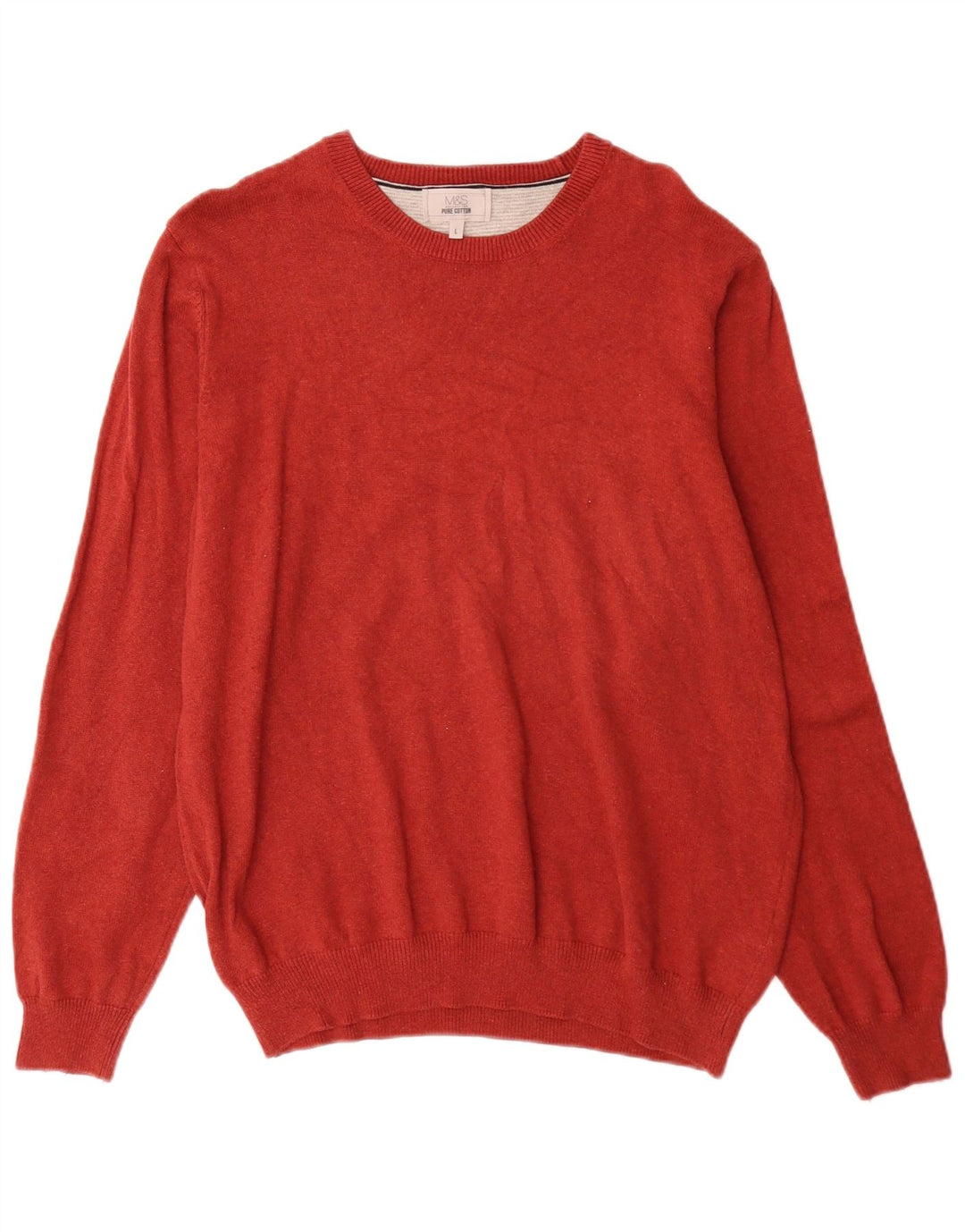 Suéter masculino Marks & Spencer com gola canoa grande de algodão vermelho