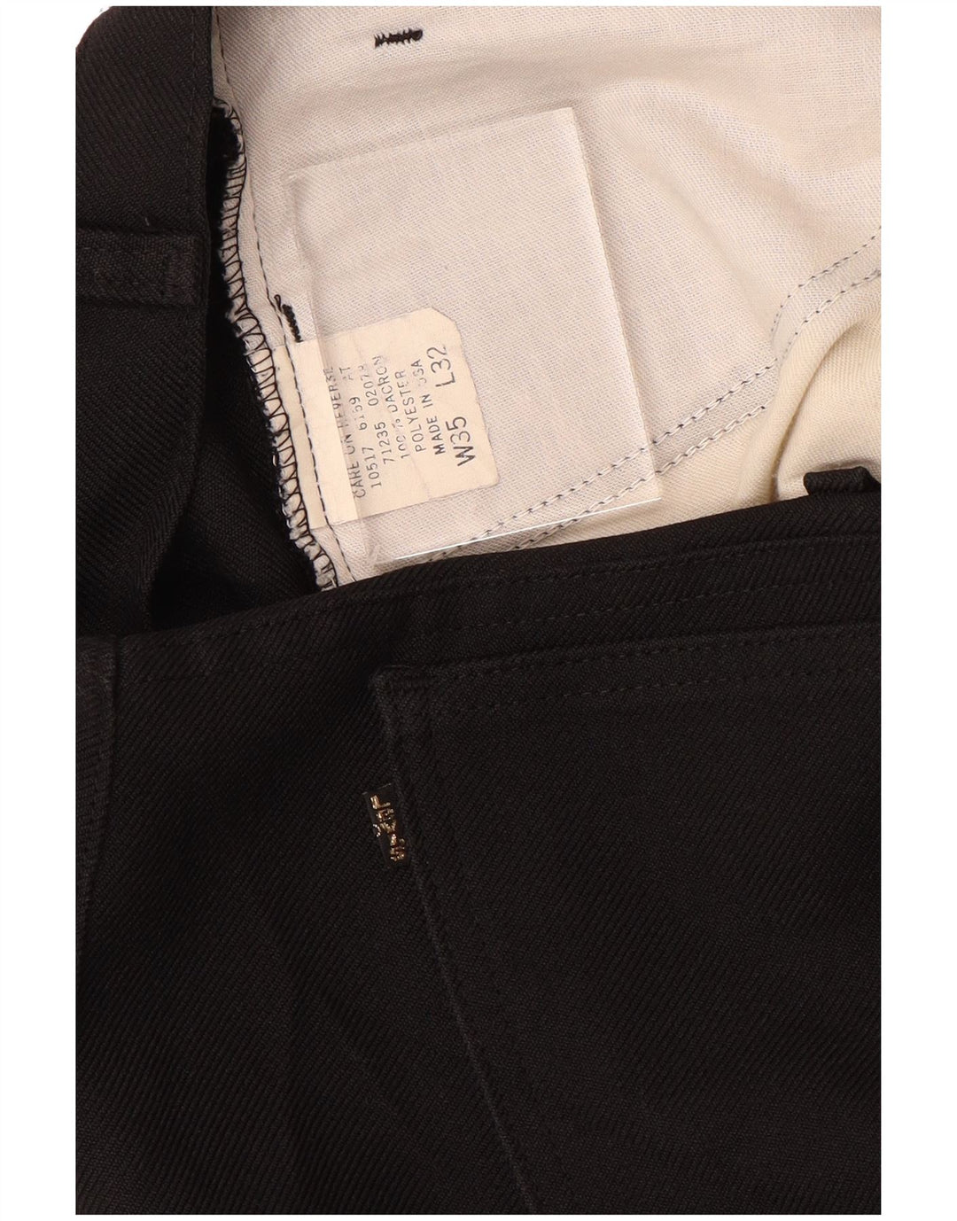 Calça casual reta masculina LEVI'S W35 L32 poliéster preto