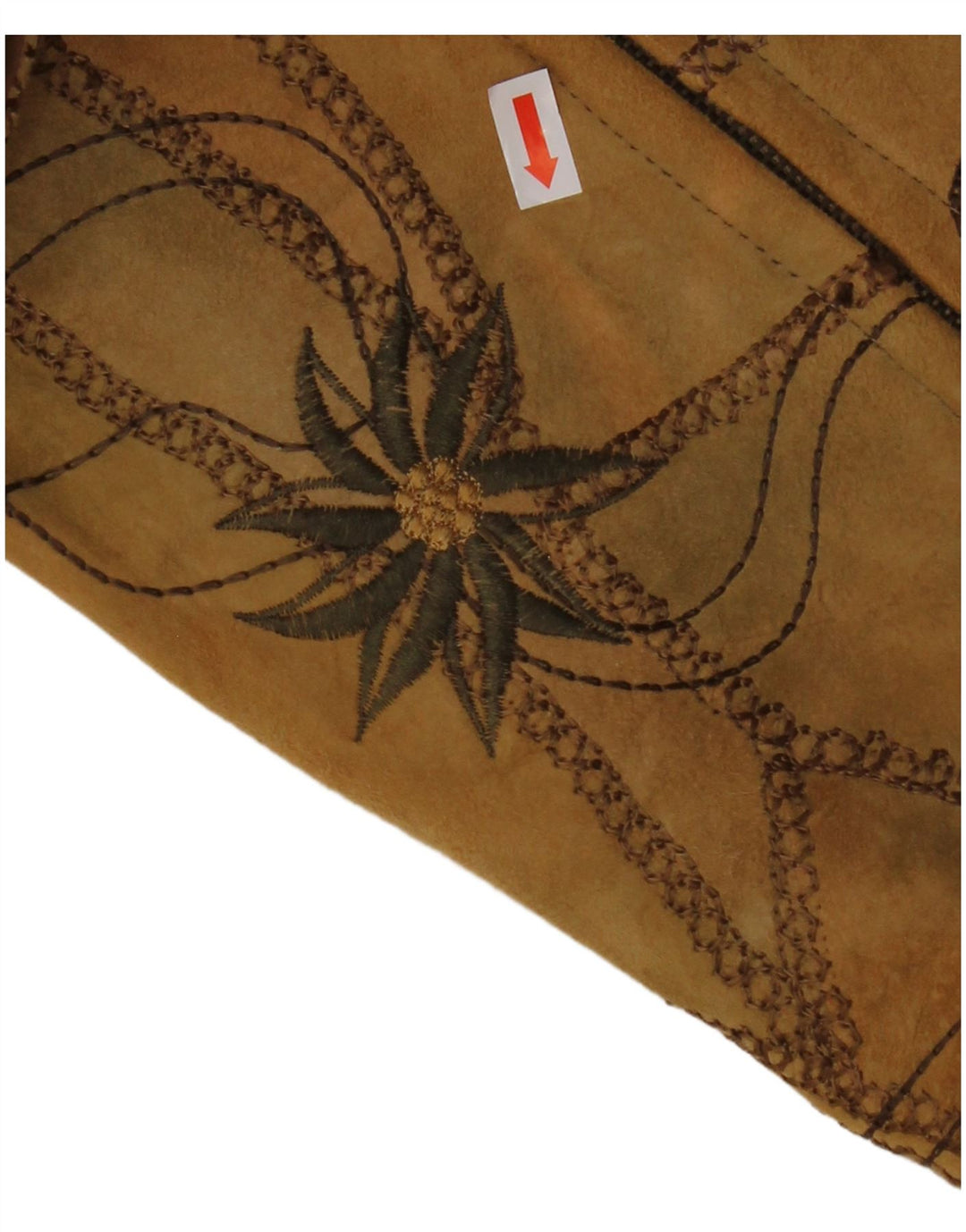 Colete feminino de camurça VINTAGE EU 38 couro floral marrom médio