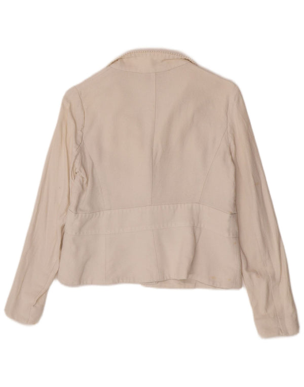 Jaqueta Blazer Feminina Valentino Crop 1 Botão IT 44 Médio Off White Algodão