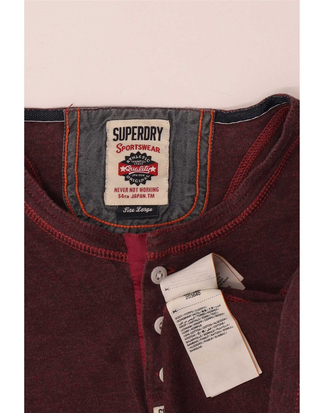 Superdry Mens Slim Fit Top Manga Longa Grande Algodão Marrom