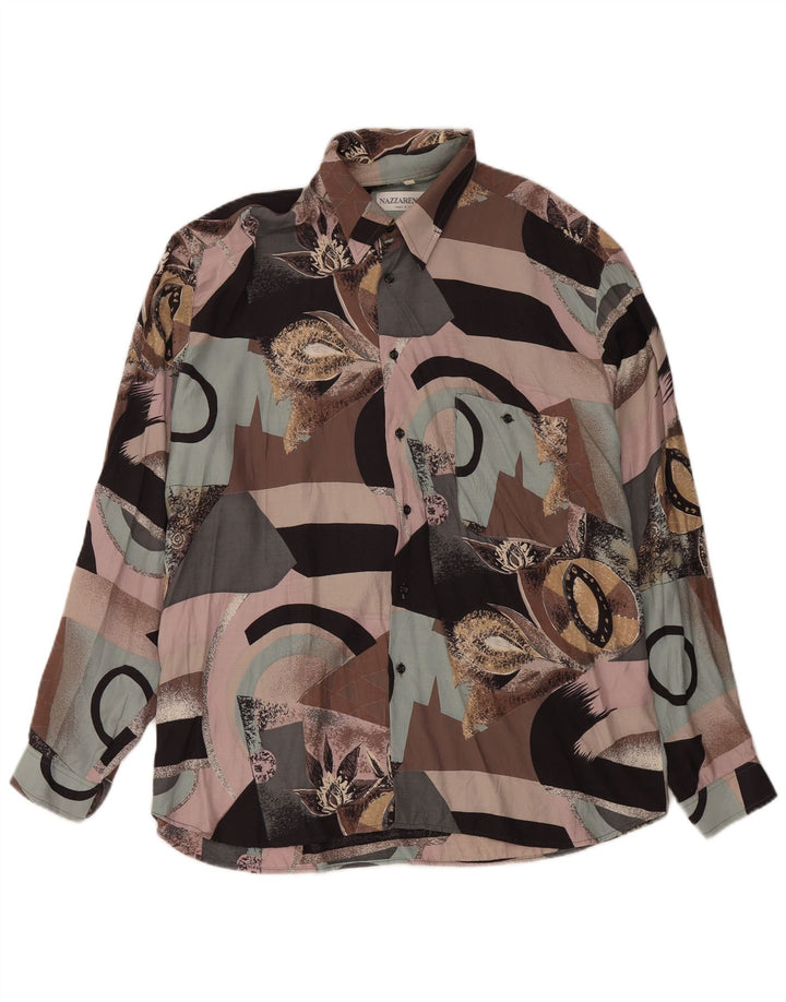 Nazzareno G. Camisa masculina com padrão abstrato XL viscose multicolorida