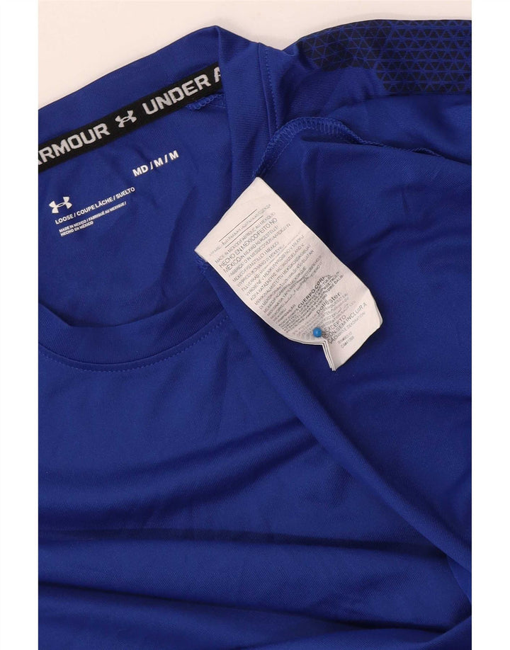 Under Armour Mens Top Manga Longa Poliéster Manchado Azul Médio