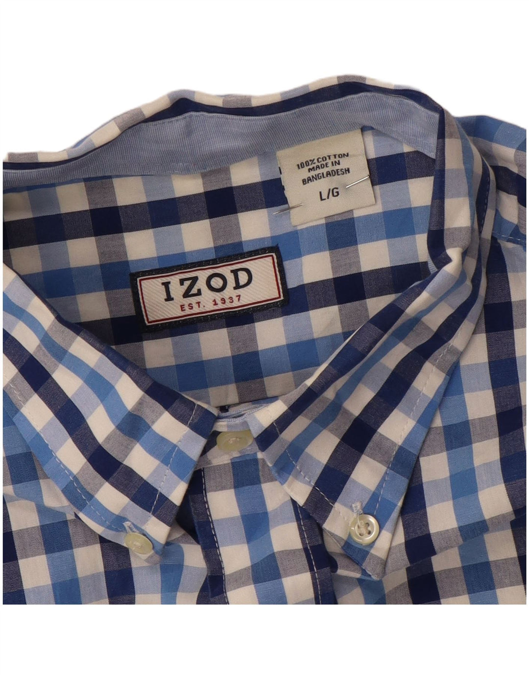 Camisa masculina IZOD grande algodão xadrez azul