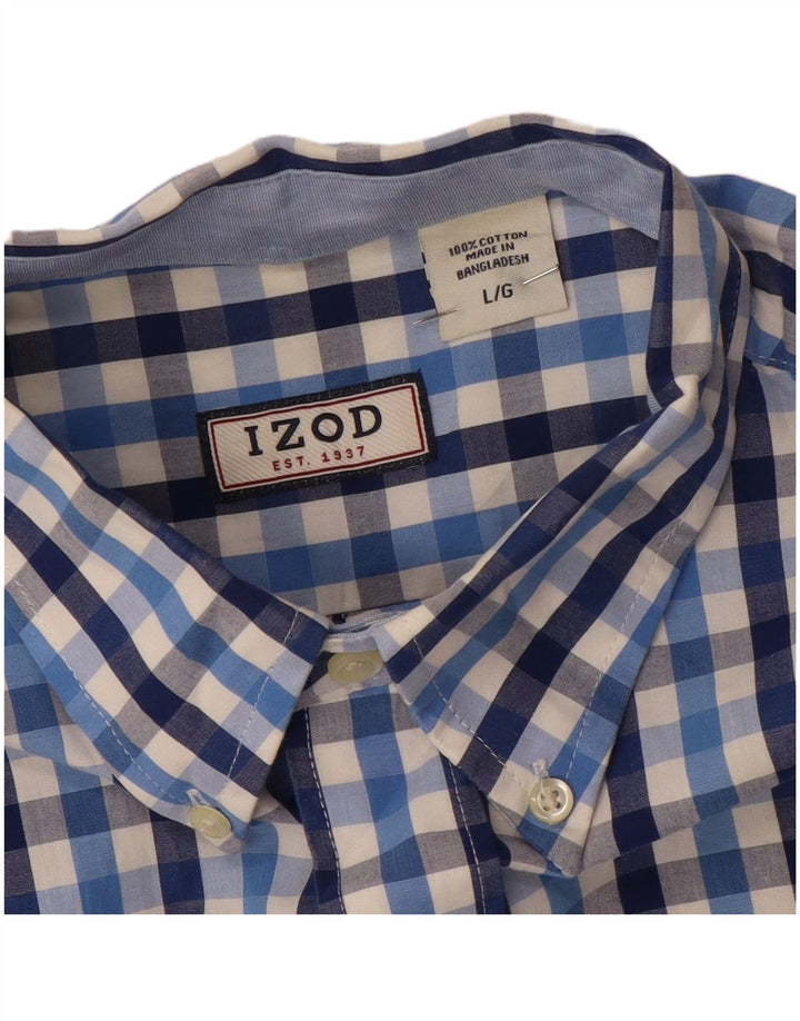 Camisa masculina IZOD grande algodão xadrez azul