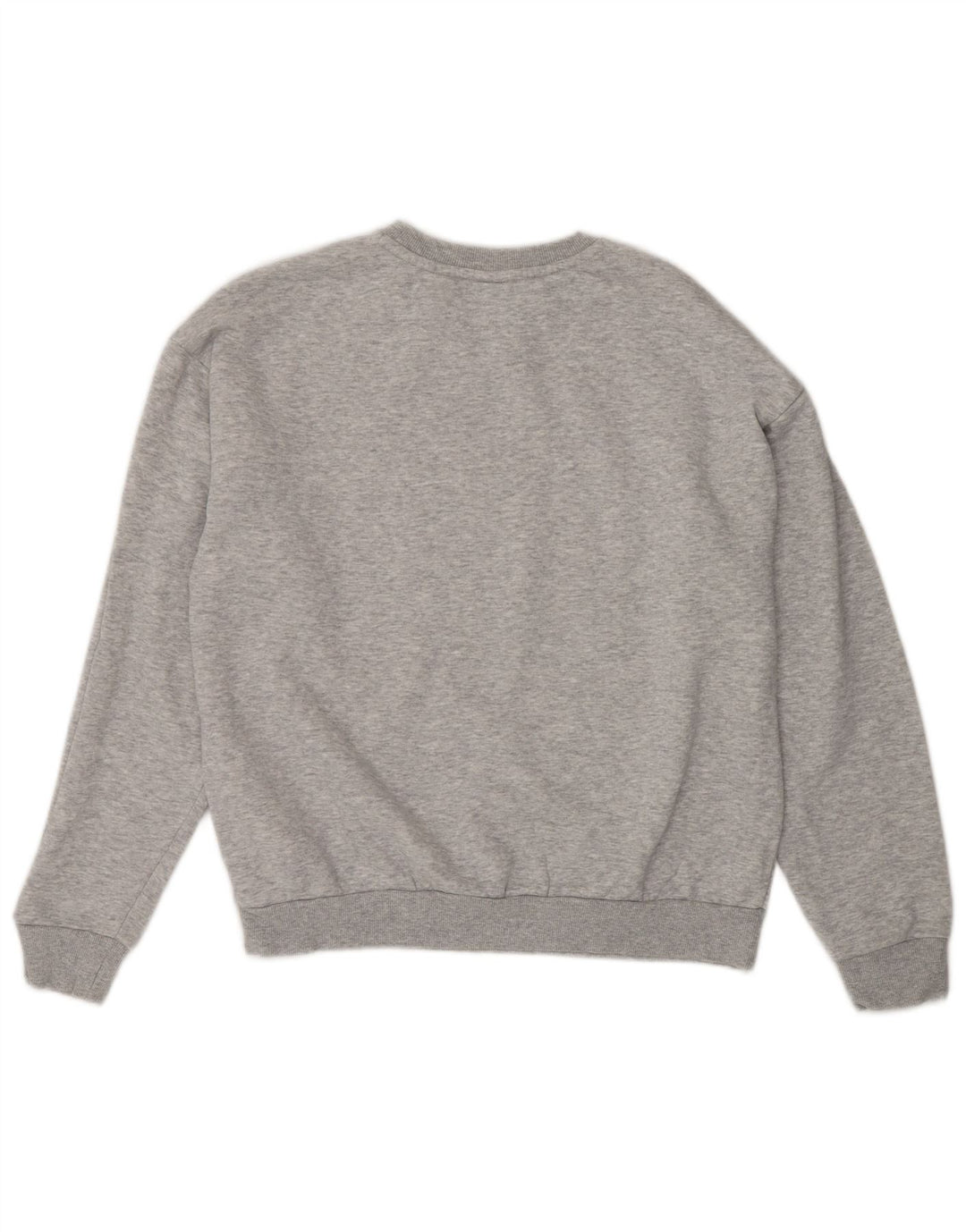 PUMA moletom gráfico feminino jumper UK 14 algodão manchado cinza médio