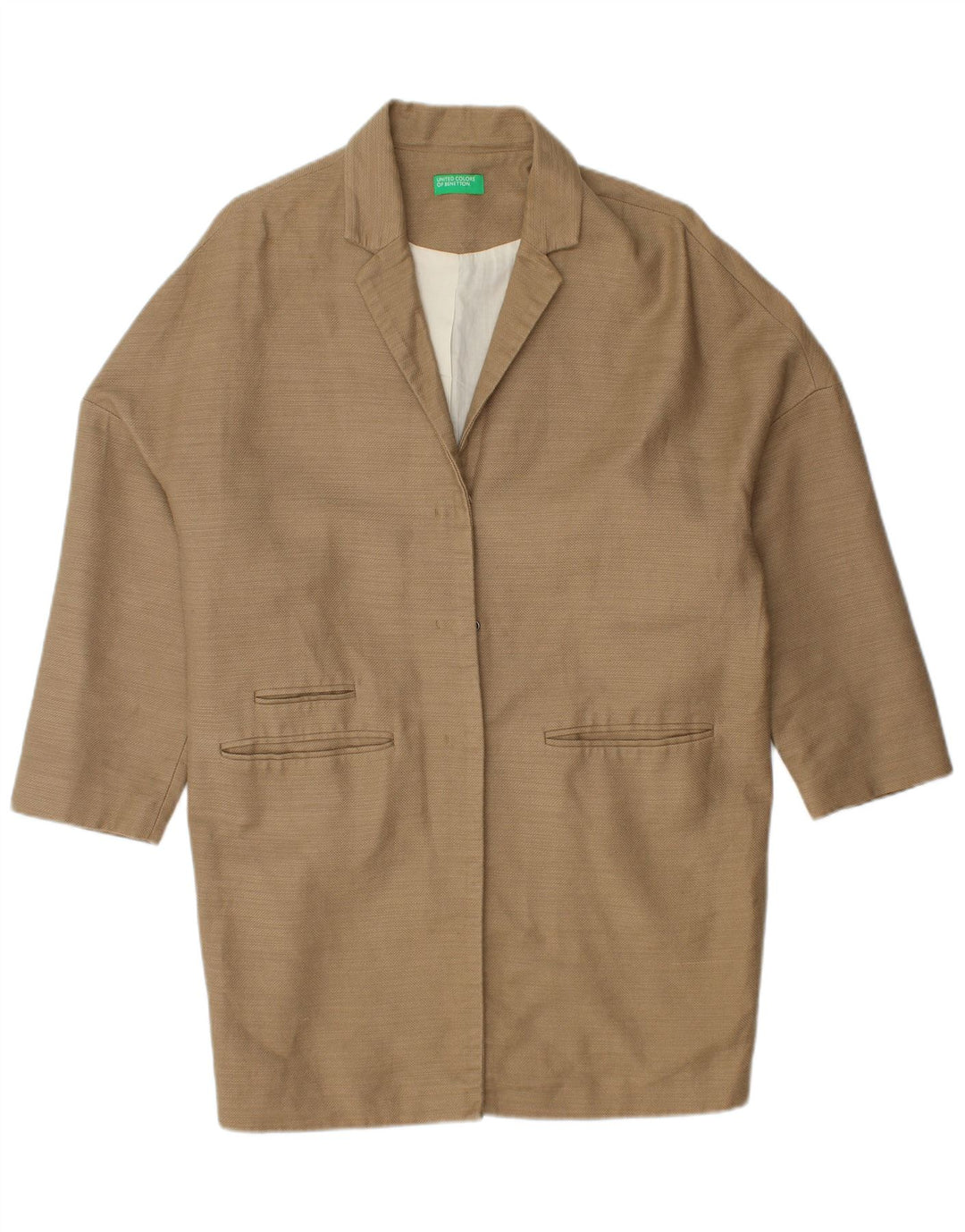 Sobretudo feminino oversized BENETTON UK 10 pequeno algodão bege
