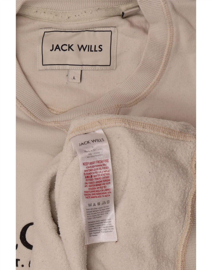 Jack Wills moletom gráfico masculino jumper grande algodão branco