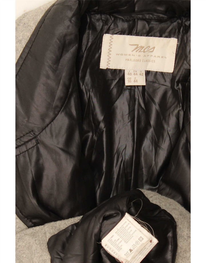 Jaqueta Blazer Feminina Marlboro Classics Reino Unido 16 Grande Bloco De Cores Cinza