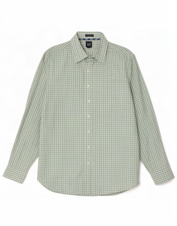 Camisa masculina de ajuste clássico Gap tamanho 17 1/2 XL algodão guingão verde