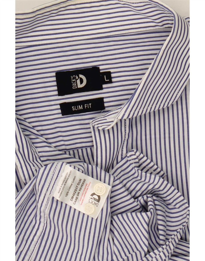Camisa masculina slim fit Dack's grande algodão listrado azul