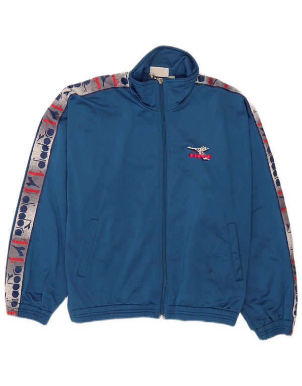 Diadora Mens Graphic Tracksuit Top Jacket UK 32 2XS Azul Colourblock