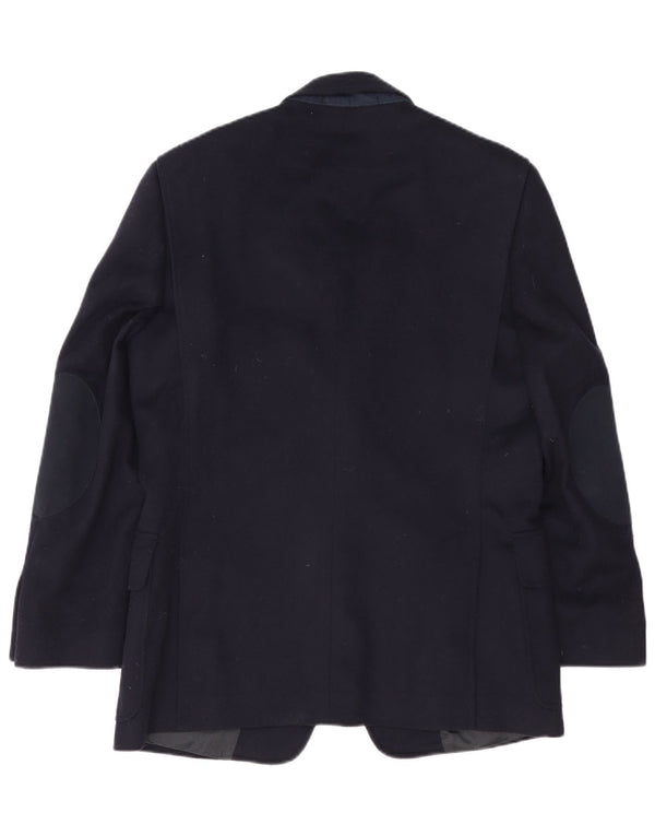 Jaqueta blazer masculina vintage com 2 botões IT 48 lã virgem azul marinho médio