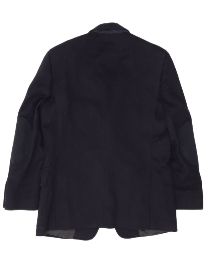 Jaqueta blazer masculina vintage com 2 botões IT 48 lã virgem azul marinho médio