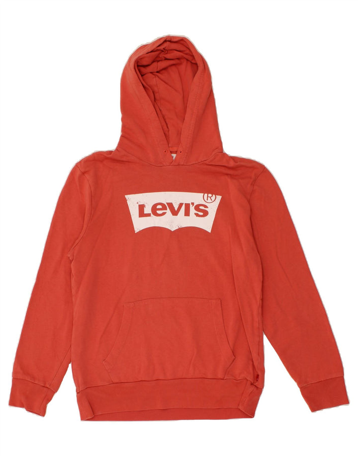 LEVI'S Mens Graphic Hoodie Jumper Medium Red Cotton Vintage Levi's and Second-Hand Levi's from Messina Hembry 
