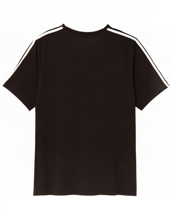 Adidas Mens Camiseta Top Médio Algodão Preto