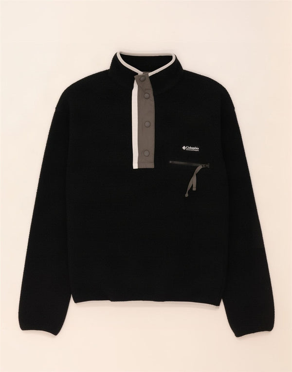 Columbia Mens Button Neck Fleece Jumper 2XS Black Polyester
