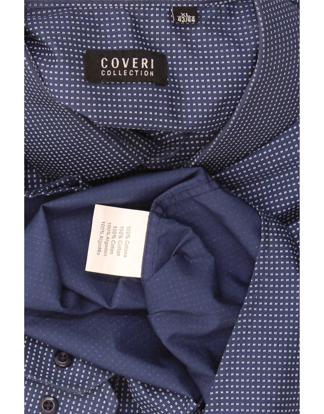 Camisa masculina Coveri tamanho 43 44 XL algodão manchado azul