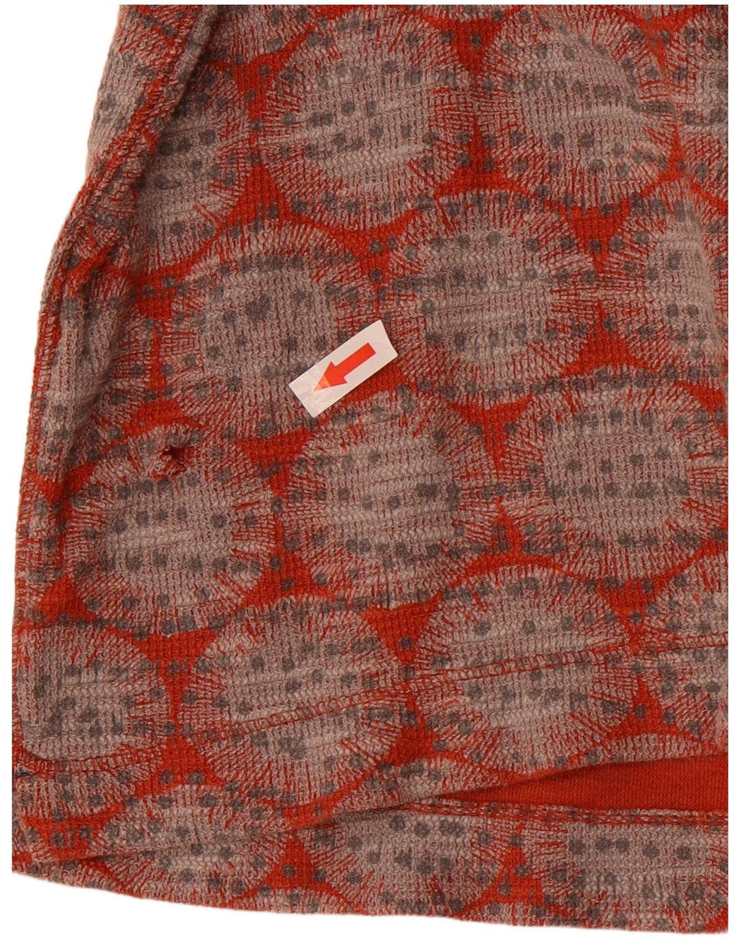 Top cropped feminino White Stuff manga comprida Reino Unido 12 médio vermelho geométrico