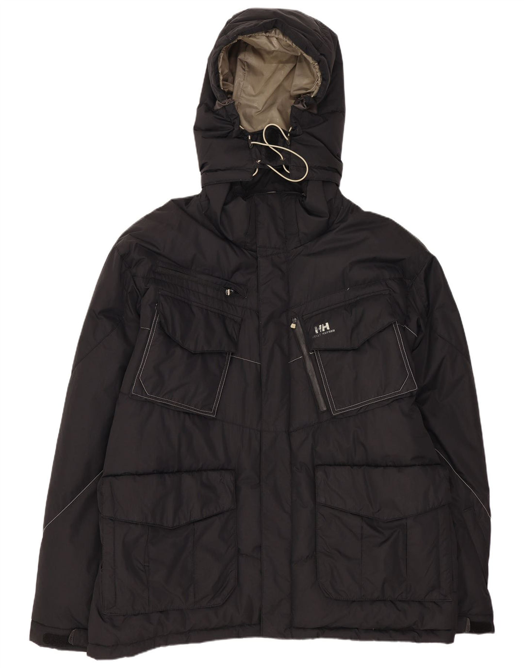 Jaqueta masculina acolchoada com capuz Helly Hansen UK 42 XL preto nylon
