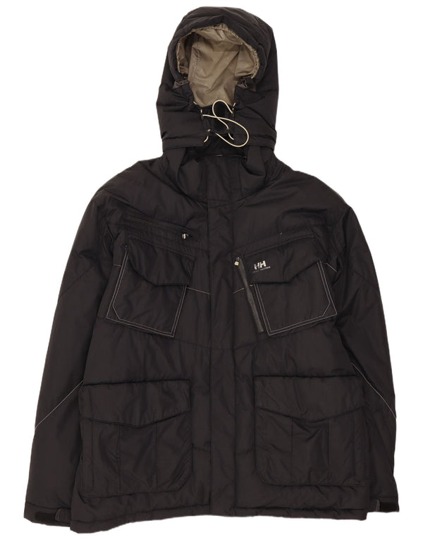 Jaqueta masculina acolchoada com capuz Helly Hansen UK 42 XL preto nylon