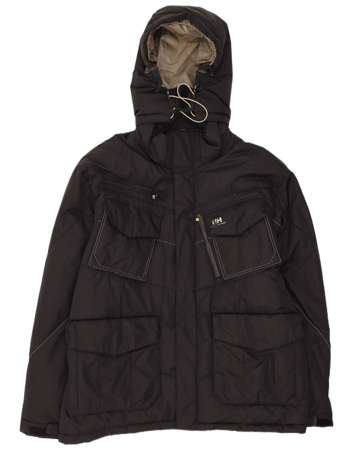 Jaqueta masculina acolchoada com capuz Helly Hansen UK 42 XL preto nylon