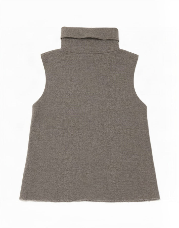 Zara Womens Roll Neck Vest Top UK 10 Pequeno Poliéster Cinza