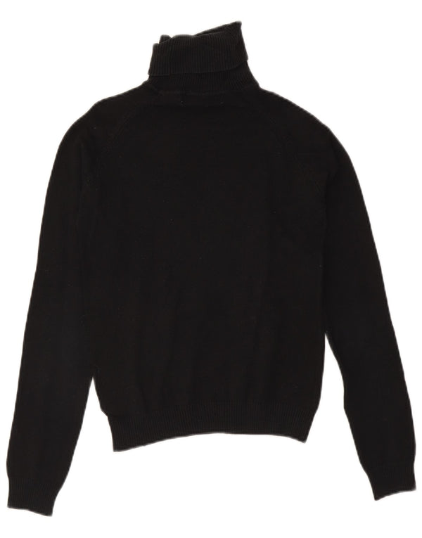 Zara Suéter feminino cropped com gola redonda Reino Unido 12 algodão preto médio