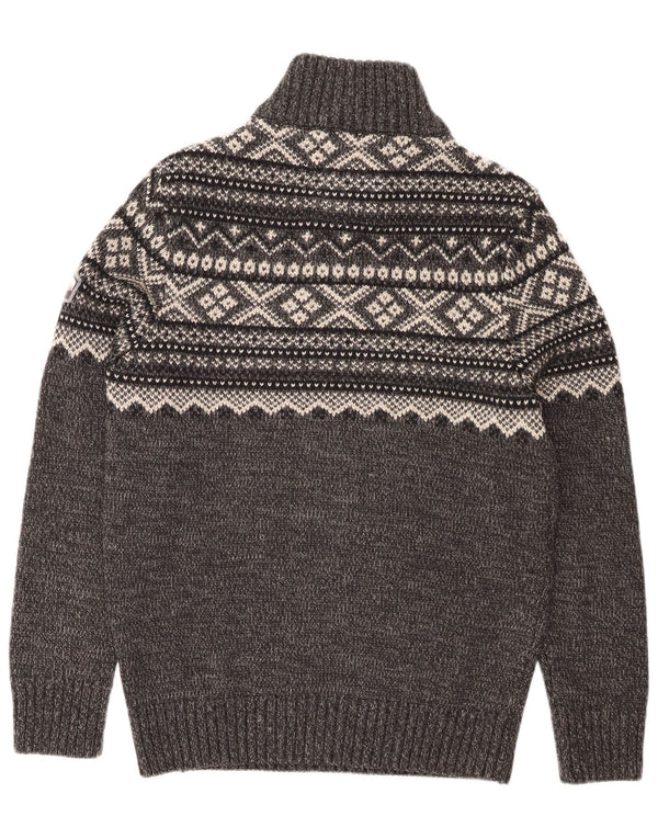 Suéter masculino Superdry com zíper e gola XL cinza Fair Isle acrílico
