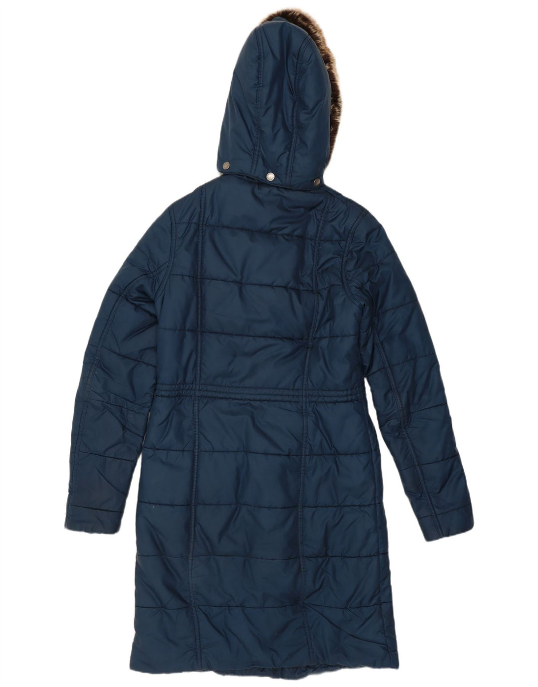 Casaco acolchoado com capuz feminino Barbour UK 8 pequeno poliéster azul marinho