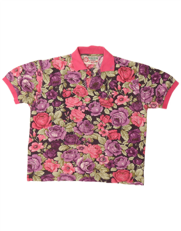 Camisa polo feminina CHAMBERS UK 16 grande roxo floral